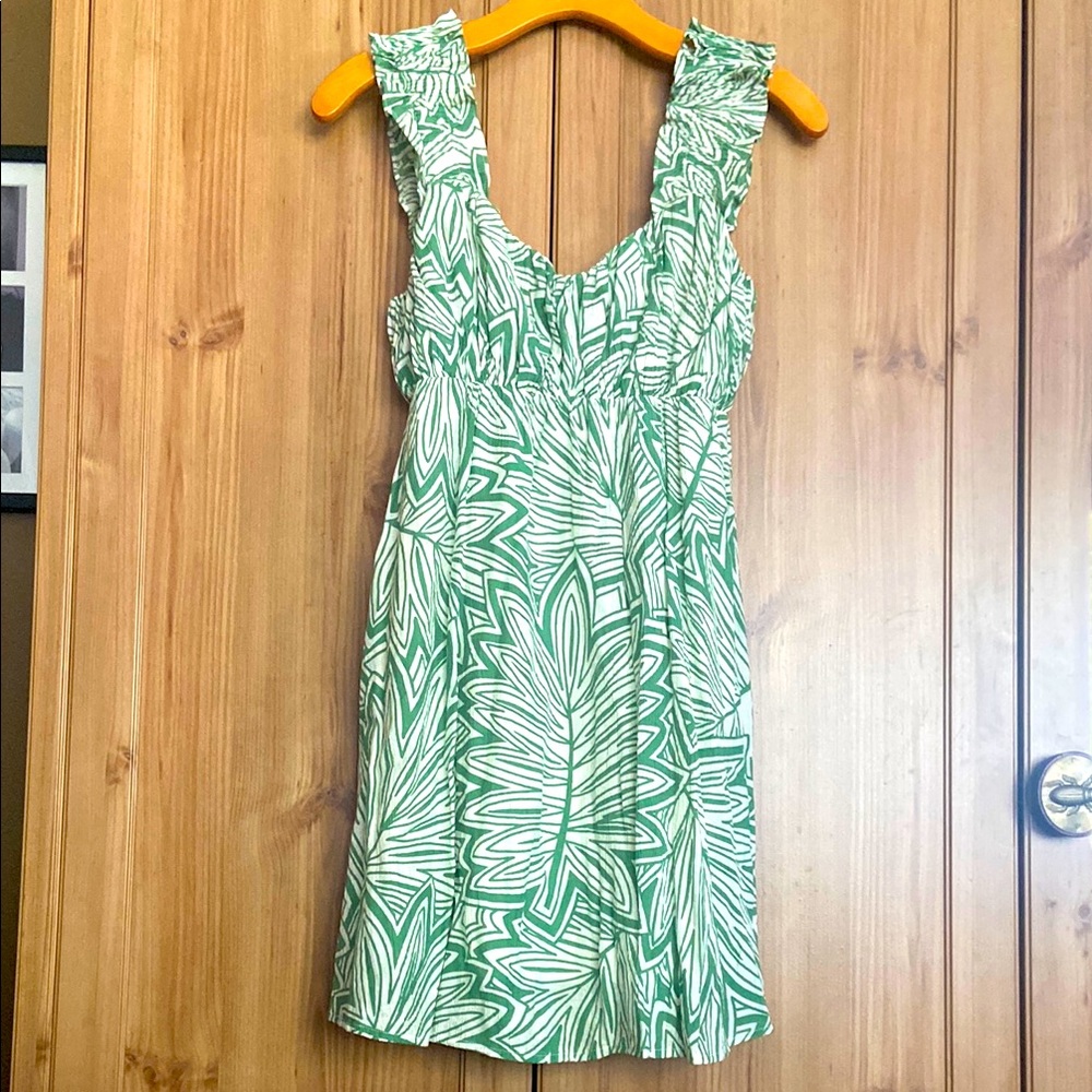Blu Pepper Green and White Printed Midi Dress